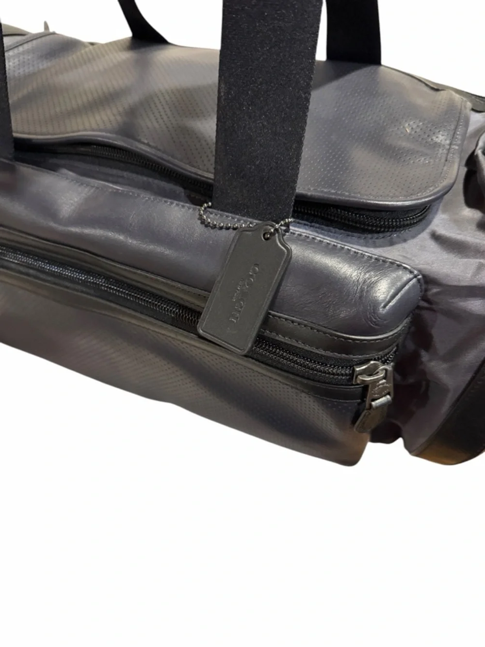 Coach Perforated Leather Explorer Duffel Bag (Style F56875) - Picture 3 of 14